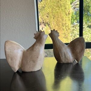 Carved Wooden Rooster Figurines made in Philippines